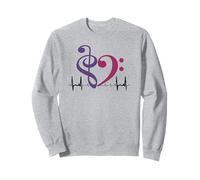 Chiave di Basso Bicolore Cuore ECG Onde Royal Purple & Mulberry Felpa