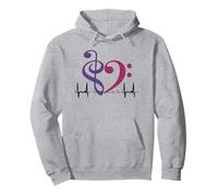 Chiave di Basso Bicolore Cuore ECG Onde Royal Purple & Mulberry Felpa con Cappuccio