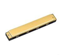 Chiave Di Do 24 Fori Armonica Diatonica Doppio Tremolo Per Principianti Armoniche Con Custodia Rigida E Panno(Gold)