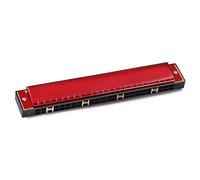 Chiave Di Do 24 Fori Armonica Diatonica Doppio Tremolo Per Principianti Armoniche Con Custodia Rigida E Panno(Red)