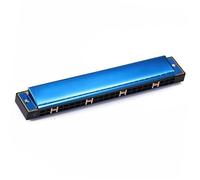 Chiave Di Do 24 Fori Armonica Diatonica Doppio Tremolo Per Principianti Armoniche Con Custodia Rigida E Panno(Blue)