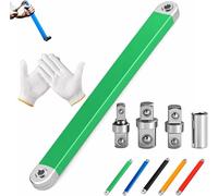 Chiave di estensione professionale per chiave a percussione, prolunga a cricchetto compatta e resistente agli urti con adattatori da 1/4", 3/8" e 1/2" per spazi ristretti e coppie elevate (verde)