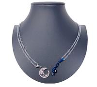 Chiave di Violino Blu Ciondolo Spezzato 2x Collana Acciaio Uomo Donna Amici A03