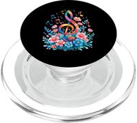 Chiave di violino colorata con fiori e note musicali PopSockets PopGrip per MagSafe