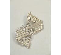 Chiave di Violino con Note Musicali : Spilla da Donna (Balia) in Argento 925
