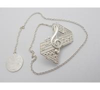 Chiave di Violino e Note Musicali : Segnalibro in Argento 925 - Segna Pagina