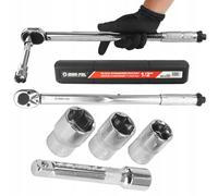 Chiave Dinamometrica 1/2 28-210Nm Set Di Bussole 17 19 21 Estensione CrV Auto