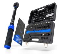 HASKYY Set di chiavi dinamometriche 3/8" 5-60Nm per moto - Accessori: asta di prolunga, bit, inserti speciali per dadi, adattatori - Kit di strumenti per riparazione e servizio motore chopper - Serie