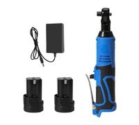Chiave Elettrica A Batteria 18V 100Nm Chiavi A Cricchetto Ad Angolo Retto Ricaricabile A Impatto Set Di Strumenti Di Riparazione Auto Da 3/8 Pollici Chiave Angolare Coppia Elevata(Blue 2 Battery)