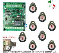 CHIAVE ELETTRONICA PROSSIMITÀ 12 Vac ANTIFURTI SICUREZZA KIT 2 LETTORI 8 CHIAVI