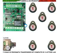 CHIAVE ELETTRONICA PROSSIMITÀ 12 Vac ANTIFURTO SICUREZZA KIT 3 LETTORI 7 CHIAVI