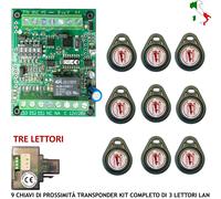 CHIAVE ELETTRONICA PROSSIMITÀ 12 Vac ANTIFURTI SICUREZZA KIT 3 LETTORI 9 CHIAVI