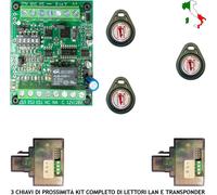 CHIAVE ELETTRONICA PROSSIMITÀ KIT 3 CHIAVI 2 LETTORI ANTIFURTO AUTOMATISMO 12 VC