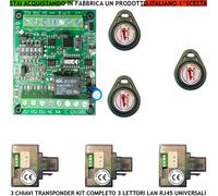 CHIAVE ELETTRONICA PROSSIMITÀ KIT 3 LETTORI 3 CHIAVI ANTIFURTO AUTOMATISMO 12 Vc