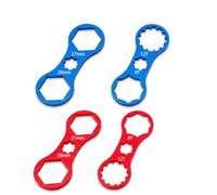 Chiave Forcella MTB da 4 Pezzi 8T-12T 27-28mm Compatibile con SR Suntour | Lega Alluminio T6, Doppio Terminale, Superficie Opaca Blu e Rossa, Manutenzione Sospensioni, Attrezzo per Officina Bici