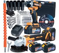 Chiave Impulsi + Smerigliatrice Set 2in1 Brushless 2 batterie 4Ah + Valigetta