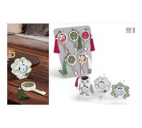 Chiave in Ceramica Gufo Bicolor con Ciuffo 12,5x5,5 cm in scatola regalo , bomboniera multicolor