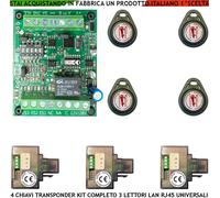 CHIAVE KIT 4 TRASPONDER TRE LETTORI PROSSIMITÀ PER ANTIFURTO AUTOMATISMO 12 Vac