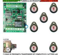 CHIAVE KIT 7 TRASPONDER DUE LETTORI PROSSIMITÀ PER ANTIFURTO AUTOMATISMO 12 Vac