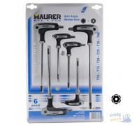 Chiave Maurer Plus Maschio Torx Con Foro Serie 6 Pezzi Acciaio S2 T