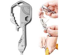 Chiave Multifunzionale in Acciaio Inossidabile | Portachiavi Multifunzionale 24 in 1 | Mini Strumento Chiave Portatile | Per Attività all'Aperto, Strumento di Sopravvivenza di Emergenza (Argento)