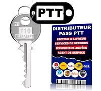 CHIAVE PASS PTT T10 | CHIAVE PASSO OVUNQUE UNIVERSALE PER APERTURA SERRATURA DI SCATOLE CON LETTERE E PORTE DI IMMOBILI | PASSO ESSENZIALE PER LIBRITORI E FATTORI | MARCHIO 100% FRANCESE