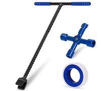 Chiave per contatore dell'acqua 47 pollici - Include 4 vie strumento di utilità e nastro idraulico - Strumento per valvola a barbazzale per spegnimento principale