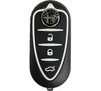 Chiave per Telecomando Compatibile per Alfa Romeo MiTo Giulietta Brera 159 Guscio con Lama a 3 Tasti+logo rosso nero