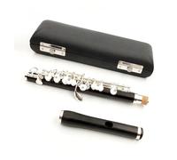 Chiave Piccolo C In Ebano Chiavi Placcate In Argento Cupronichel Flauto Di Mezza Misura Con Custodia In Pelle Flauto Traverso per Principiante