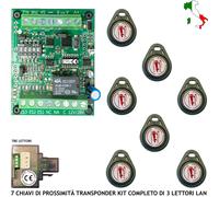 CHIAVE PROSSIMITÀ TRASPONDER KIT 7 CHIAVE 3 LETTORI ANTIFURTO AUTOMATISMO 12 Vac