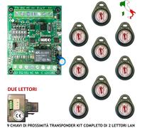 CHIAVE PROSSIMITÀ TRASPONDER KIT 9 CHIAVE 2 LETTORI ANTIFURTO AUTOMATISMO 12 Vac
