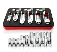 Chiave Sonda Lambda, Chiavi A Bussola Per Iniettore Diesel Linea Carburante | 9 Pezzi 10-22mm 1/2" 3/8" Set Di Chiavi A Bussola Chiave Presa Sensore Ossigeno Inserto Speciale Per Bussole Aperte