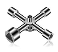 Chiave Universale per Contatori a 4 Vie,Chiave Quadrata Contatore,Chiave a Bussola Universale,Chiave Contatore Gas,Chiave Enel,Chiave Triangolare Contatore,Argento Chiave Multifunzione,Chiave a Croce