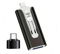 Chiavetta 3-in-1 ad alta velocità DataFlex - Nero- USB/Type-C/Lightning | Archiviazione rapida, backup immediato per PC, iPhone e Android