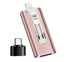 Chiavetta 3-in-1 ad alta velocità DataFlex - Rosa - USB/Type-C/Lightning | Archiviazione rapida, backup immediato per PC, iPhone e Android