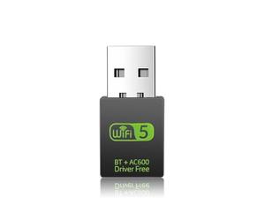 Chiavetta Pennetta Wireless WiFi USB 2.4G/5GHz 600Mbps + Bluetooth per PC Portatile e Fisso, autoinstallante (non necessita di driver) compatibile con: Windows 10 e Windows 11