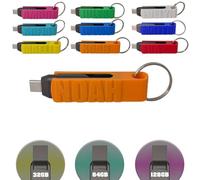 Chiavetta USB 100% personalizzabile Testo e Colore, reversibile - USB/USB-C 3.2 (arancione, 32)