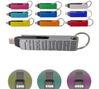 Chiavetta USB 100% personalizzabile Testo e Colore, Reversibile - USB/USB-C 3.2 (Argento, 128)