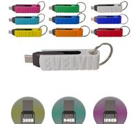 Chiavetta USB 100% personalizzabile Testo e Colore, reversibile - USB/USB-C 3.2 (bianco, 64)