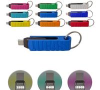 Chiavetta USB 100% personalizzabile Testo e Colore, Reversibile - USB/USB-C 3.2 (Blu, 128)