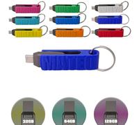 Chiavetta USB 100% personalizzabile Testo e Colore, Reversibile - USB/USB-C 3.2 (Blu scuro, 128)