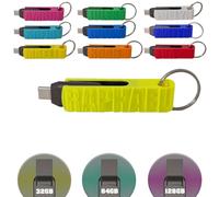Chiavetta USB 100% personalizzabile Testo e Colore, Reversibile - USB/USB-C 3.2 (Fluo, 64)