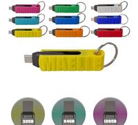 Chiavetta USB 100% personalizzabile Testo e Colore, Reversibile - USB/USB-C 3.2 (Giallo, 64)