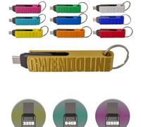 Chiavetta USB 100% personalizzabile Testo e Colore, Reversibile - USB/USB-C 3.2 (Oro, 128)