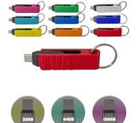 Chiavetta USB 100% personalizzabile Testo e Colore, Reversibile - USB/USB-C 3.2 (rosso, 128)