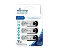 Chiavetta USB 16GB MediaRange, nera 16GB, nero/argento, confezione da 3 pezzi NEW
