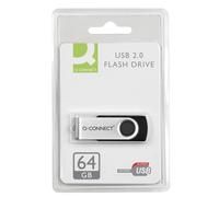 Q-CONNECT KF41514 64GB USB 3.0 (3.1 Gen 1) Type-A Black,Stainess steel USB flash drive - USB flash drives (64 GB, USB 3.0 (3.1 Gen 1), Type-A, Swivel, Black, Stainess steel)