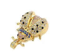 Chiavetta USB 2.0 USB 2.0 in metallo a forma di scarabeo, 8 GB, con cristalli di diamante, colore: oro