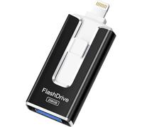 Chiavetta USB 256GB per iPhone, certificata MFi, con Lightning, Type A, Type-C e micro USB, compatibile con iPhone, iPad, Android e PC, USB 3.0 veloce, espansione di foto, documenti e video,Nero