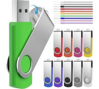 Chiavetta USB 32 GB 10 Pezzi Pennetta USB Pendrive 32 GB Penna-USB Portatile Pen Drive con Cordini - Girevole Memoria USB2.0 32 Giga Chiavette Colorate per Dati Foto Musica by FEBNISCTE